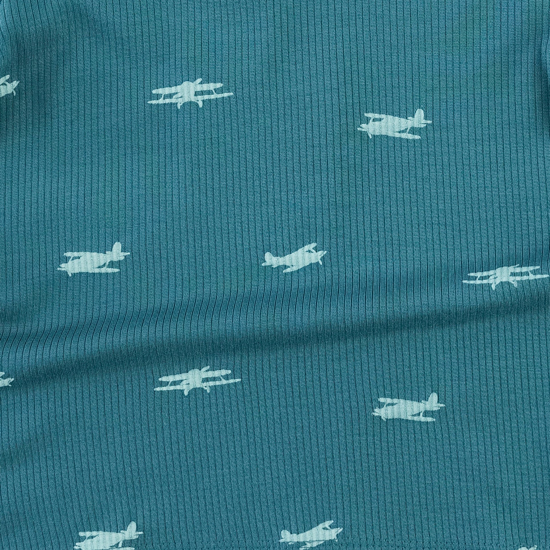 long sleeve twirl dress | tiny planes | modal skinny rib - Image 2