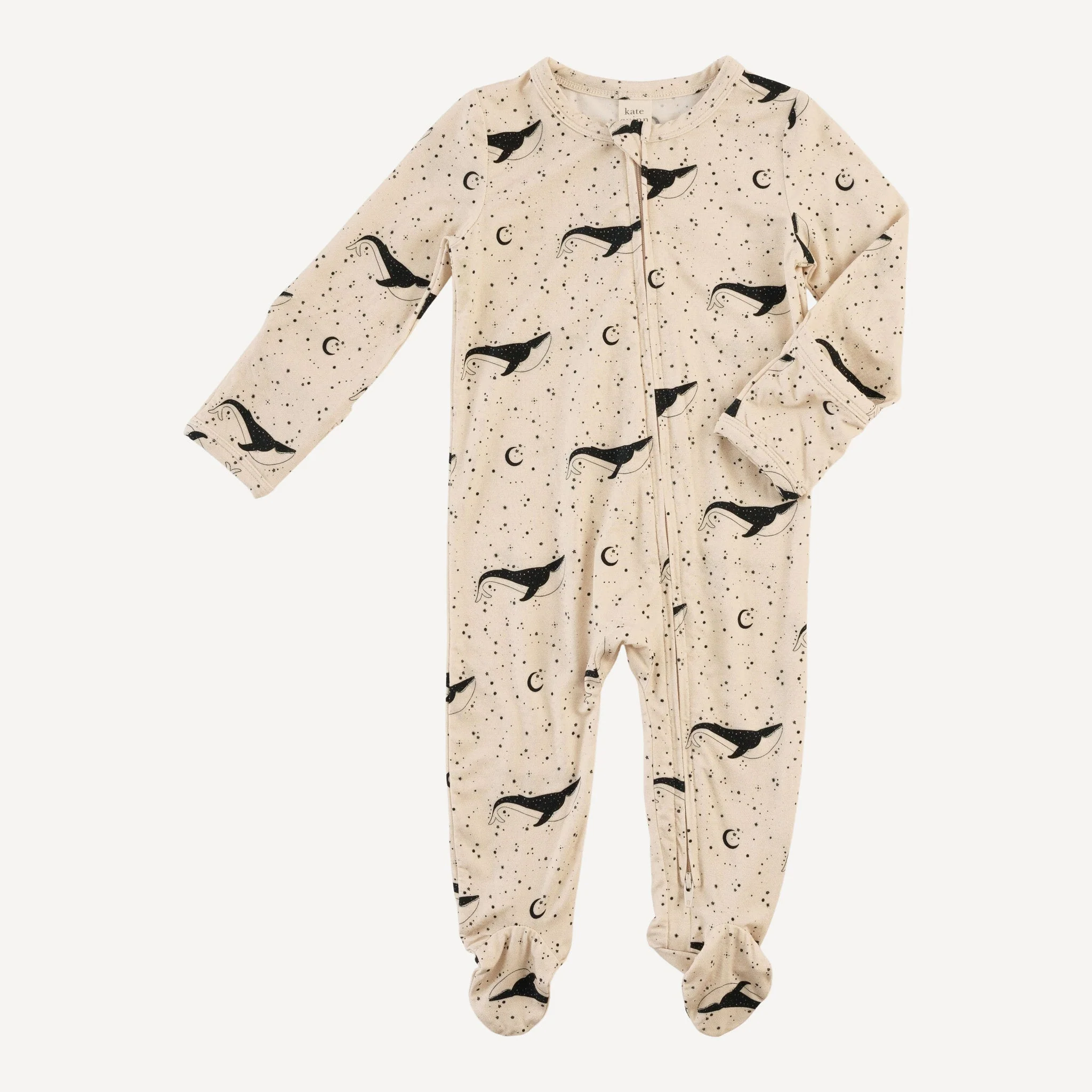 long sleeve two way zipper footie | mystical whale | light weight bamboo - Image 3