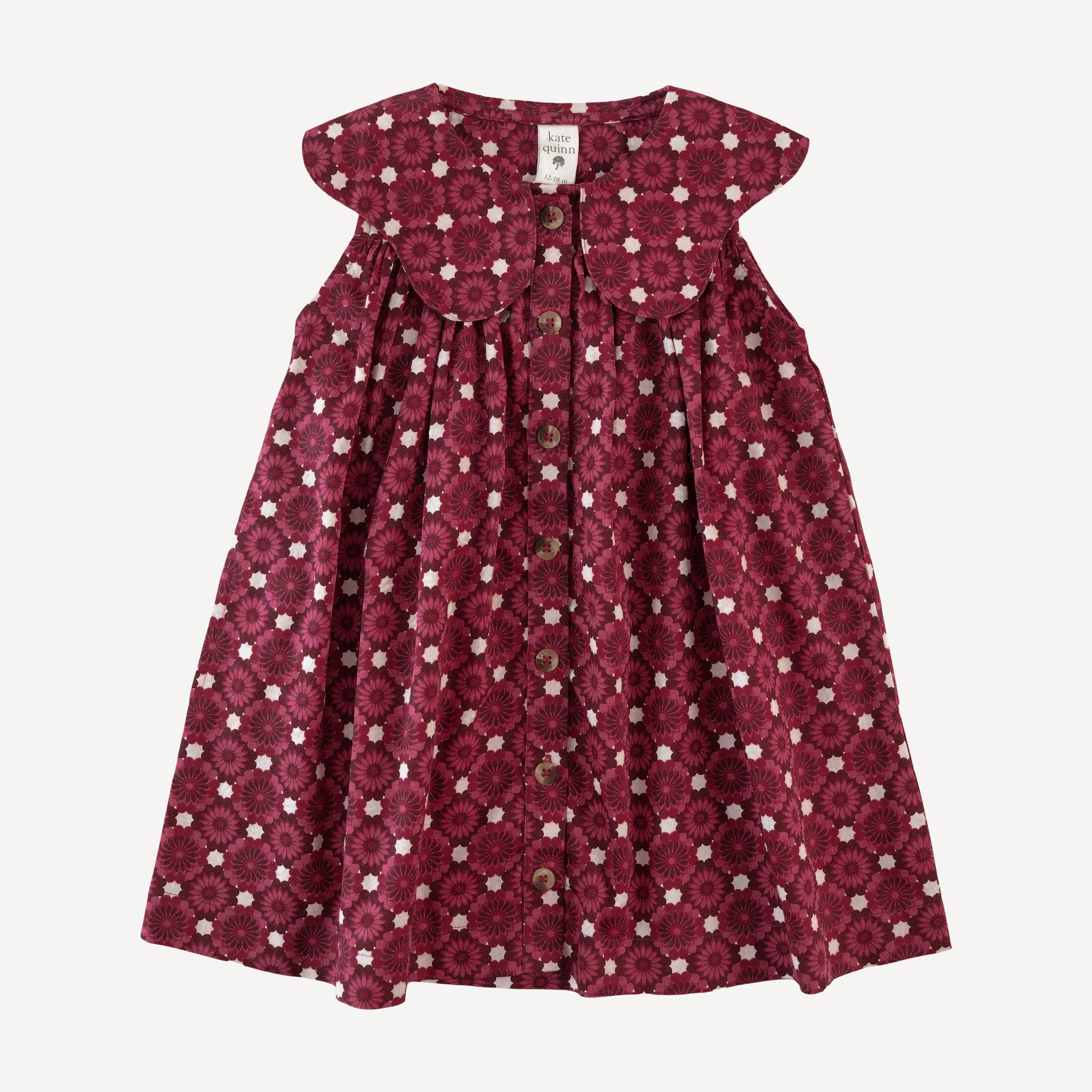 olive dress | red geo floral | organic cotton sateen woven