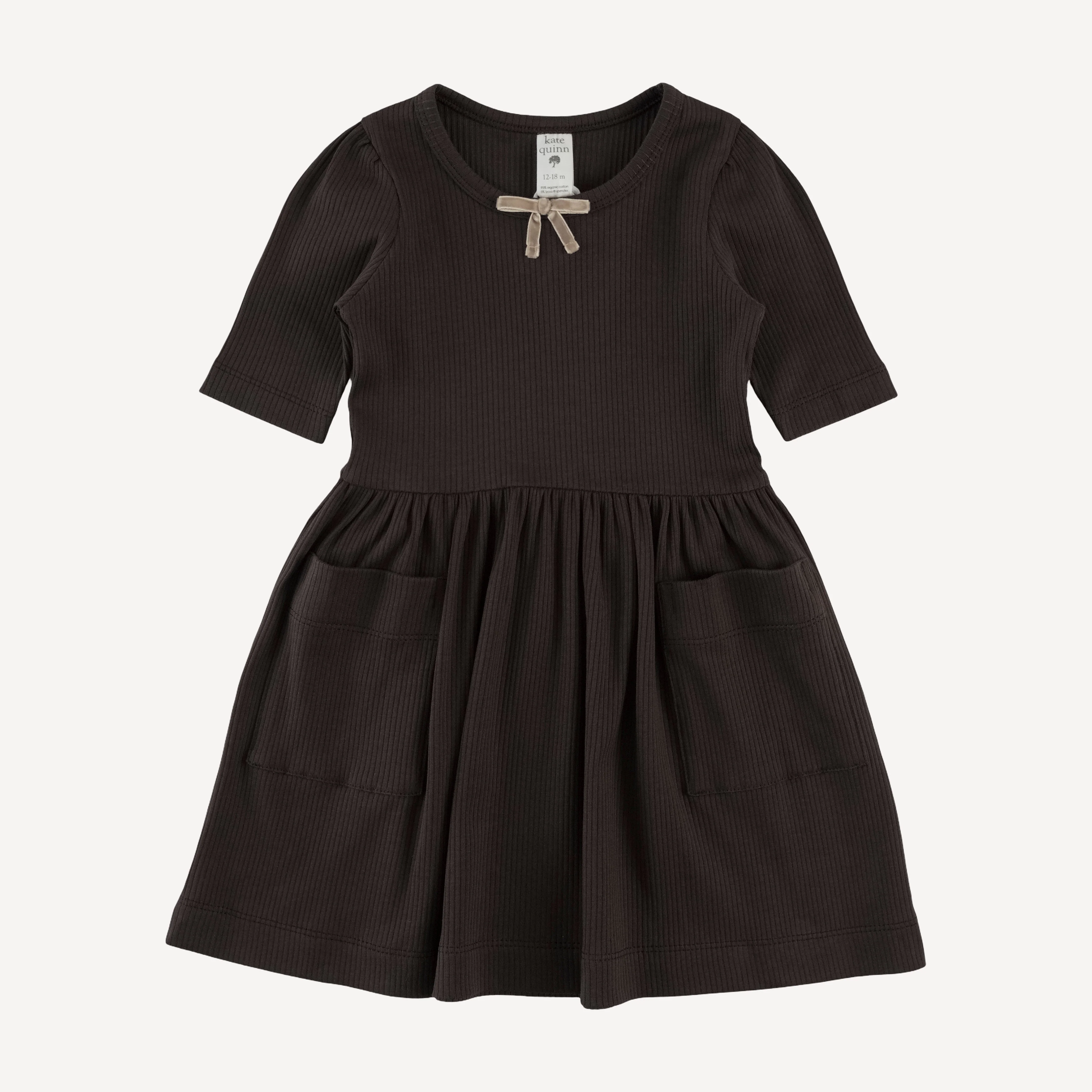 sarah bow dress | hot fudge | organic cotton single rib