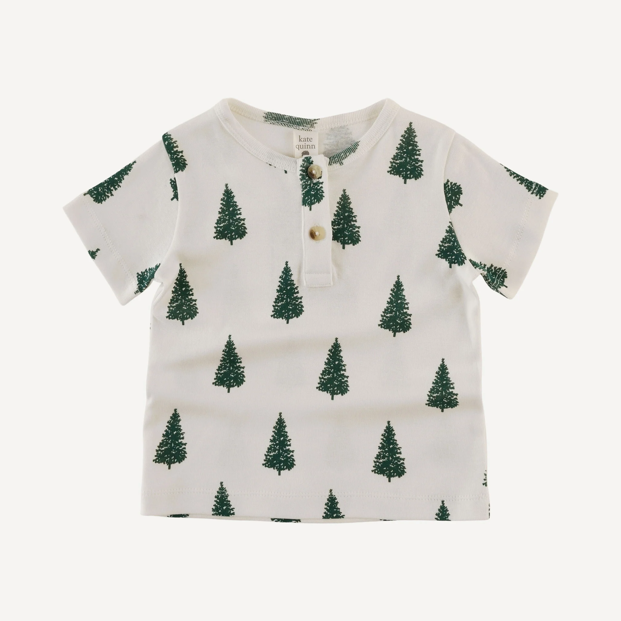short sleeve basic henley tee | mountain pine | organic cotton flat rib