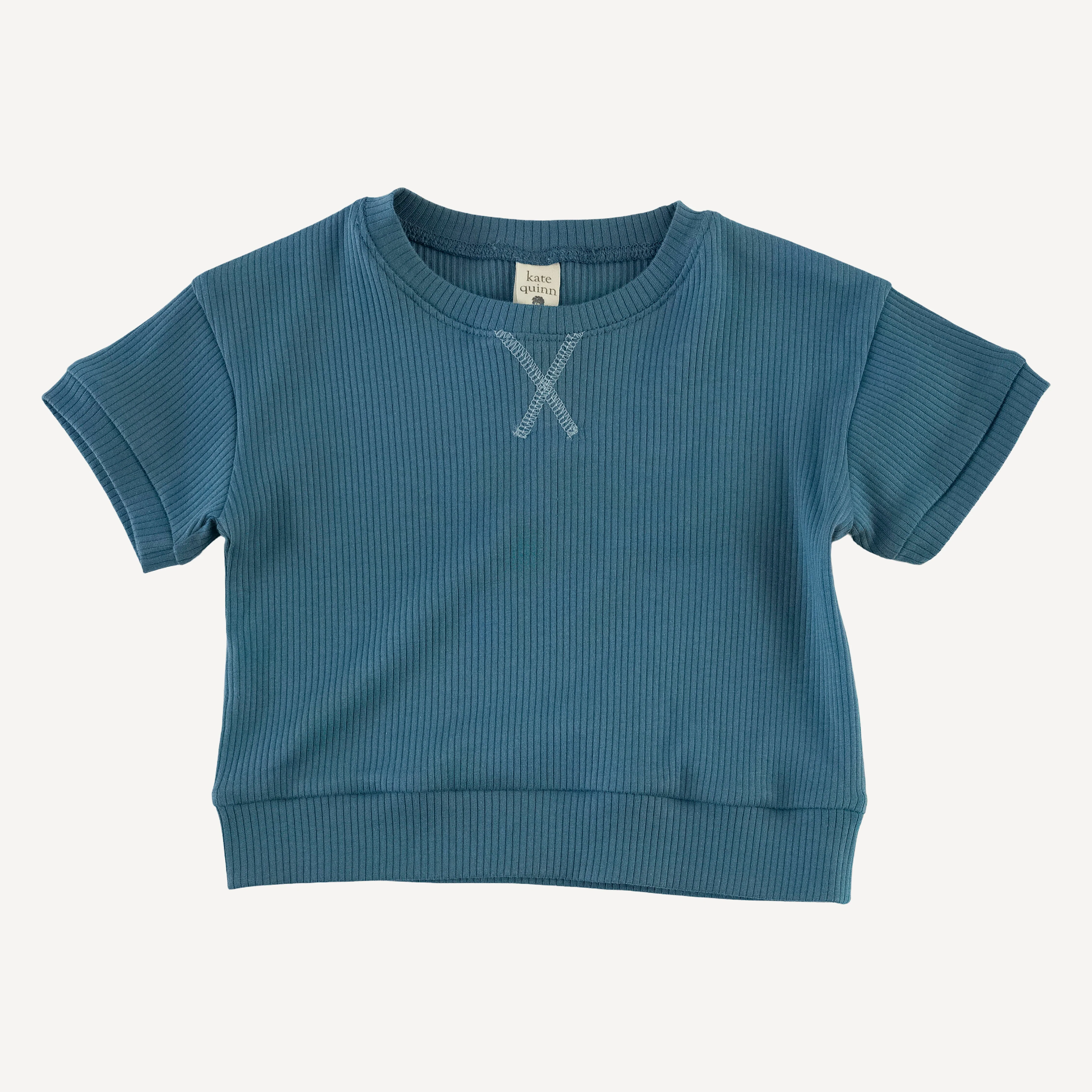 short sleeve relaxed jogger set | stone blue | organic cotton single rib - Image 3