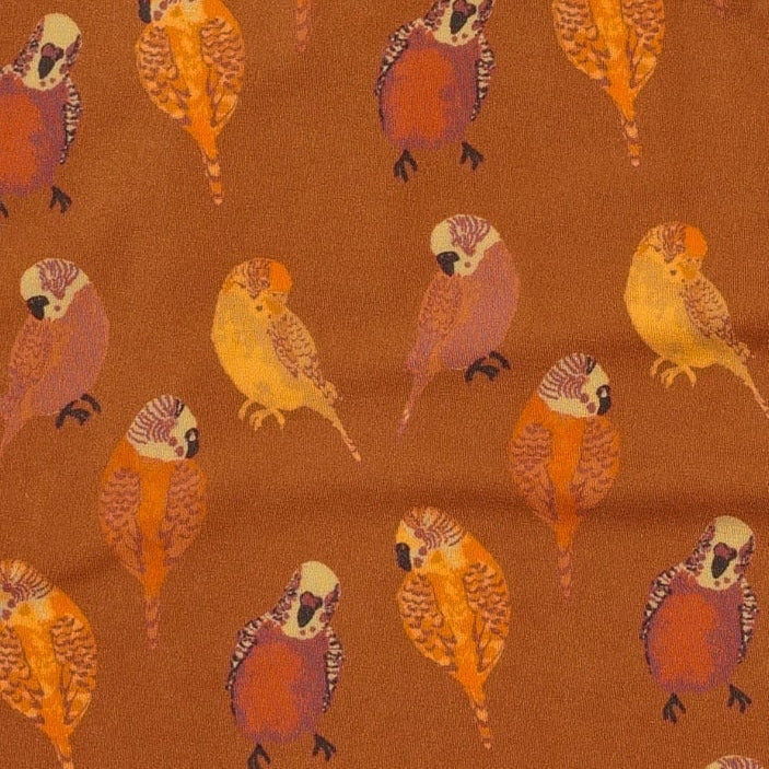 short sleeve sport union suit | golden parakeets | light weight bamboo - Image 2