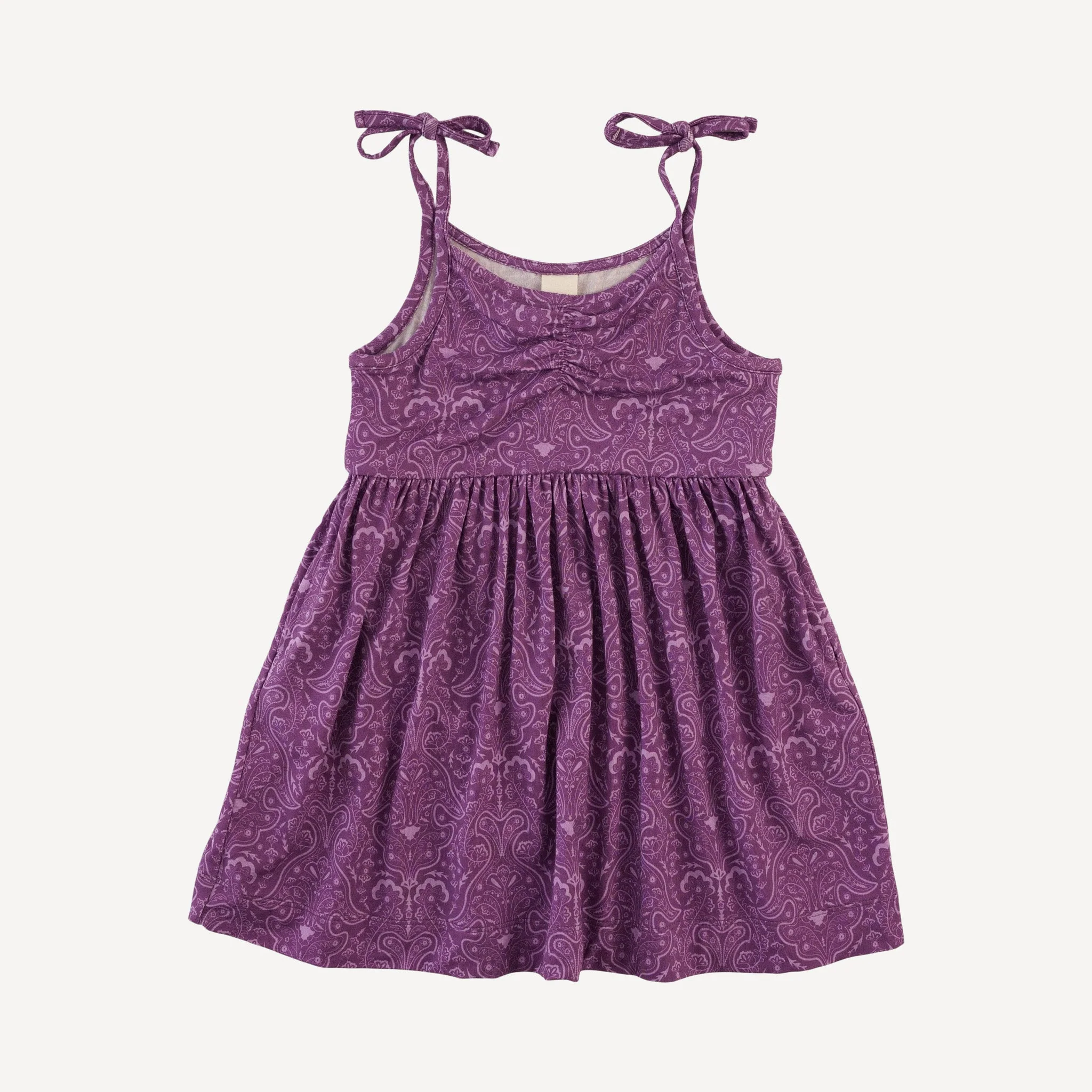 spaghetti tie ruched pocket dress | french wallpaper | light weight bamboo