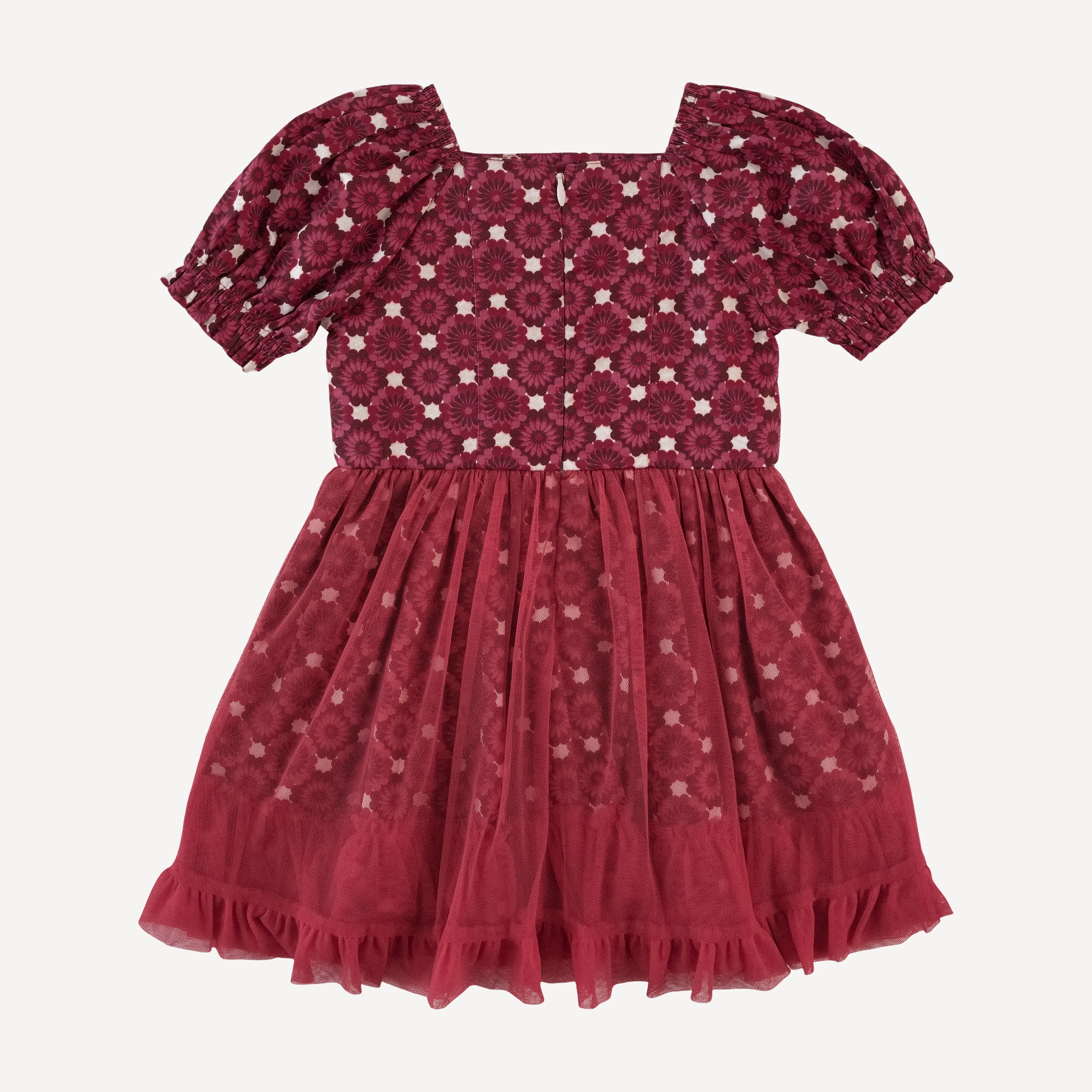 tea dress | red geo floral | organic cotton sateen woven - Image 4