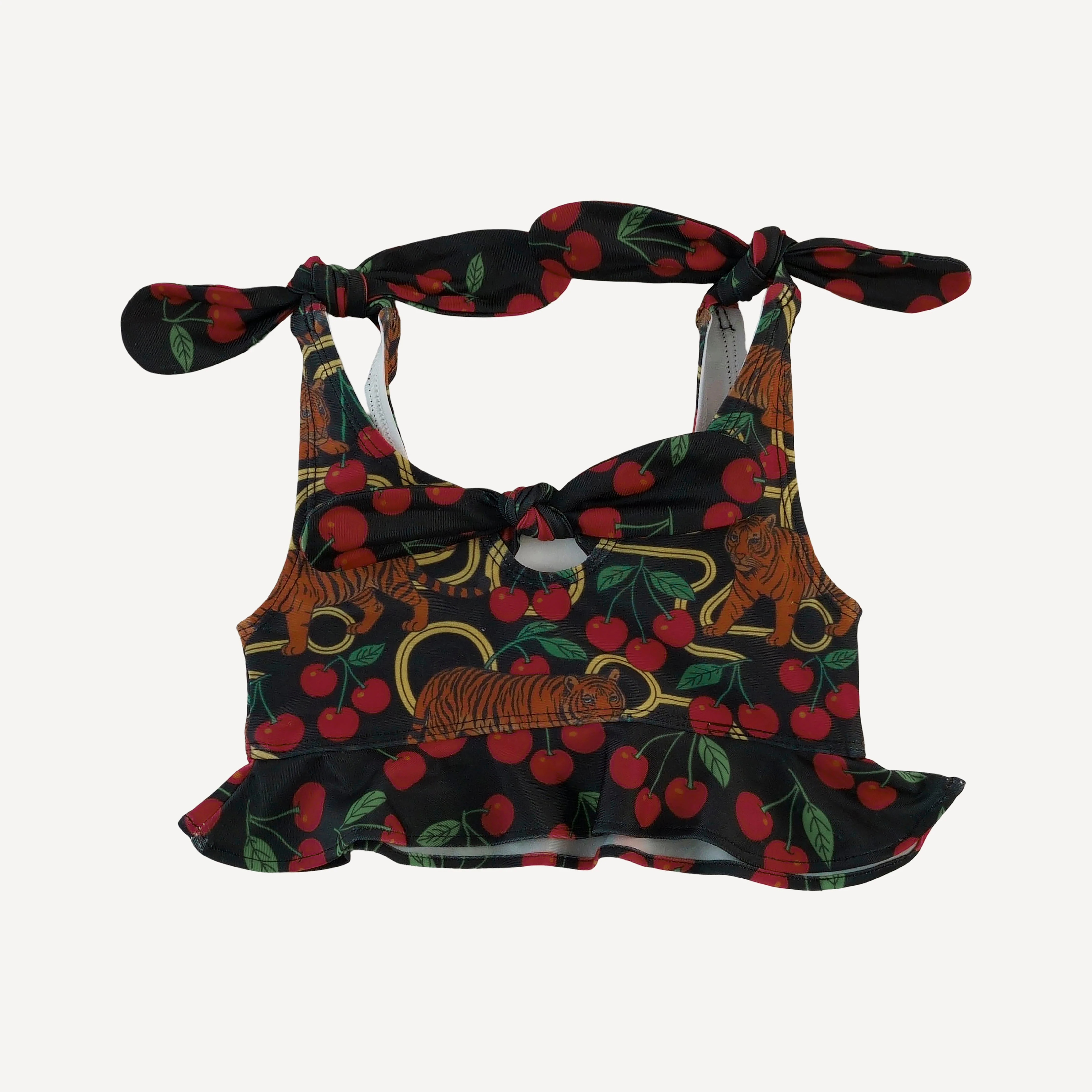 tie bow bikini | tiger + cherries | swim - Image 3