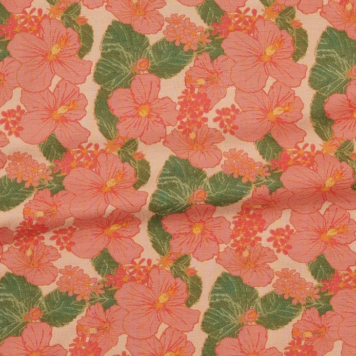 womens short sleeve twirl dress | tropical flower party | bamboo - Image 2